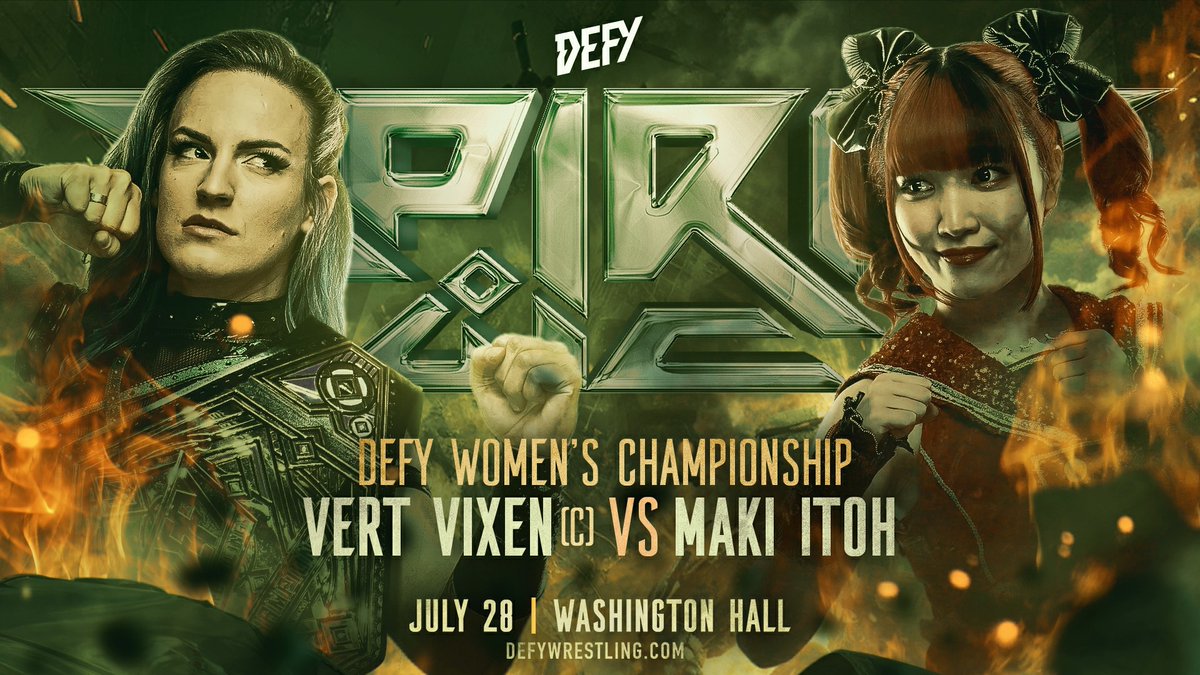 VertVixen's tweet photo. Tonight! @defyNW makes history with their first #SpiritWC show! 

Proud to defend the title against the incredible @maki_itoh tonight 😤 https://t.co/fChgp2Auud