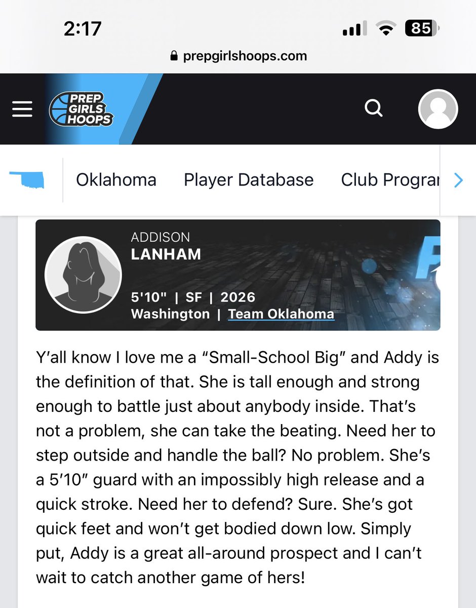 Thank you for the write up <a href="/JasonGreenBball/">Jason Green - PGH Oklahoma Scout</a>! 

<a href="/WashingtonLady2/">Washington Lady Warriors Basketball</a> 
<a href="/TeamOK2026_Red/">Team Oklahoma S40</a> 
<a href="/TeamOKGirlsBB/">Team Oklahoma Girls Basketball</a> 
<a href="/Radomski14/">Jason Radomski</a>