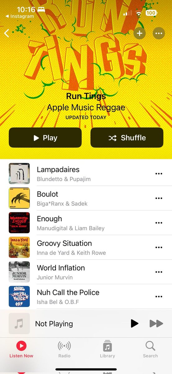 Well #applemusic put #NuhCallthePolice on thier #runtings #Playlist 
. Who happy about that ? Me. Nuff Nuff thanks
