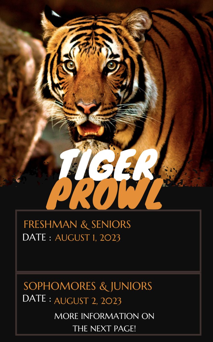 ASBLBHS's tweet photo. Hey Tigers!!!
Here's the schedule for tiger prowl, can't wait to see you all there! https://t.co/1uLjh5FldU