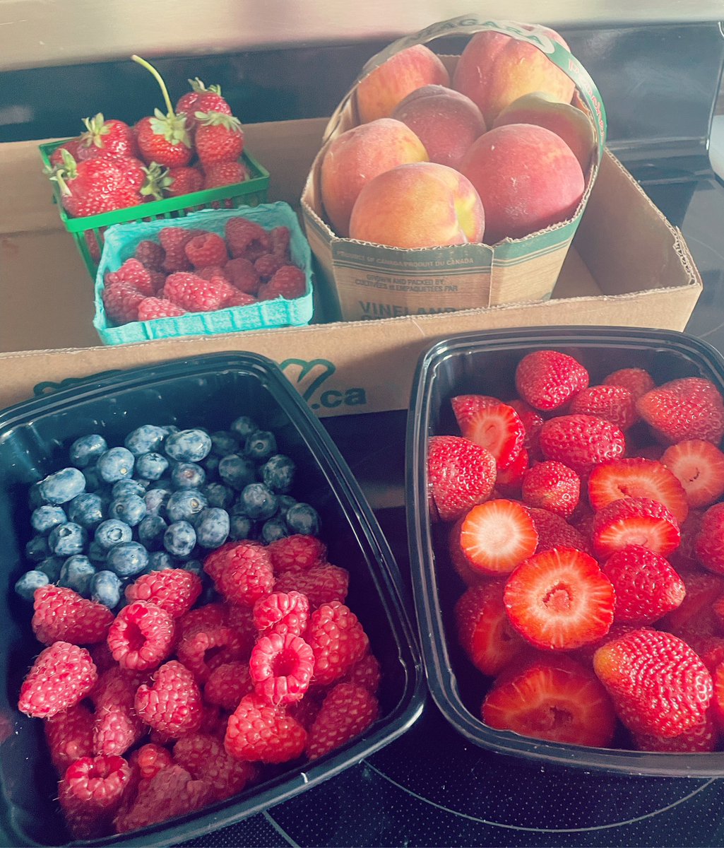 Beautiful day to visit local farms to gather fresh Ontario summer fruit! Preparing to freeze for future local foods lessons and labs in HFA🍓🫐 @WestminsterSS
