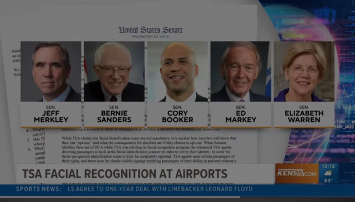 tripforpeace's tweet photo. 5 Senators object to new #facialrecognition methods at US airports. 

The government is beginning to “harvest”data for the digital ID program that is expected to roll out in 2025. 

Video: https://t.co/OQQjbcmOcD via @YouTube
#privacy #surveillance https://t.co/wA8nlRqurb