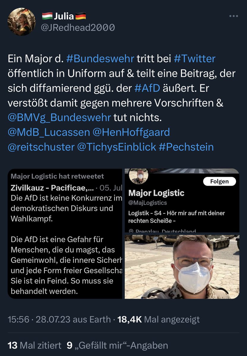 MajLogistics's tweet image. Allen die die jetzt so auf mich schauen, möchte ich eines mit auf den Weg geben:

"Faschisten hören niemals auf Faschisten zu sein, man diskutiert mit ihnen nicht, hat die Geschichte gezeigt..."