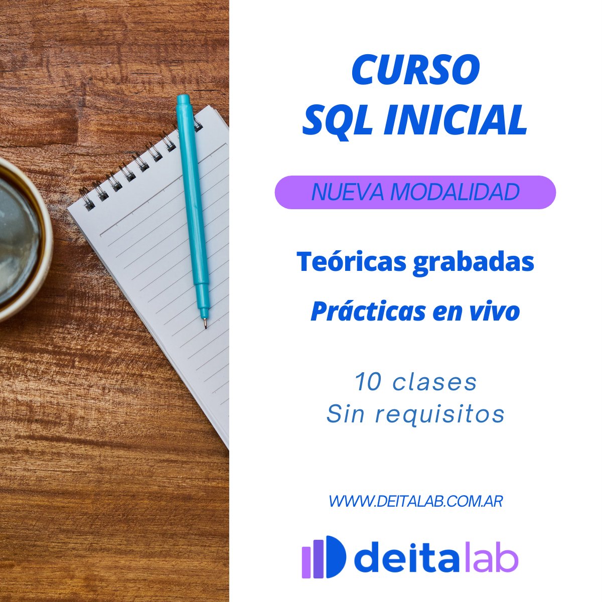 DeitaLab's tweet photo. ¿Querés interactuar con datos y dominar SQL? 

No te pierdas nuestro curso de SQL Inicial. 

¡Inscríbite ahora y empeza tu viaje hacia el dominio de las bases de datos! 

Consultas: info@deitalab.com.ar

#SQL #AprendeSQL https://t.co/J2N0rPlWOp