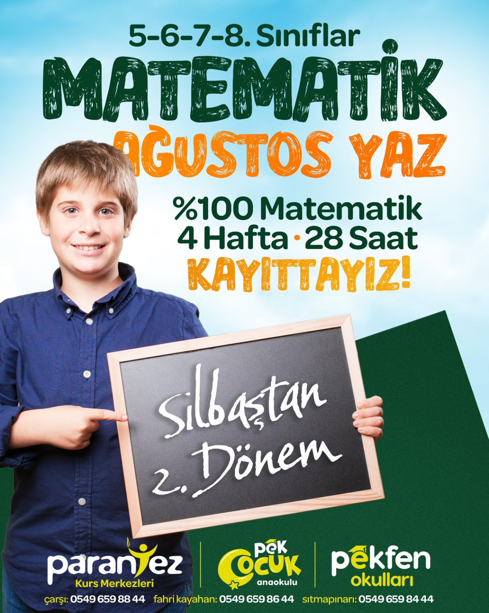 PekfenOkullari's tweet photo. 5-6-7-8. Sınıflar
EN İYİ ÖĞRETMENLERDEN
%100 GARANTİLİ MATEMATIK 
AĞUSTOS YAZ
4 Hafta • 28 Saat 
 2. Dönem SİLBAŞTAN MATEMATİK 
SINIRLI KONTENLANLA KAYITTAYIZ! #matematik #tekrar #lgs #eğitim https://t.co/KislHv76zg