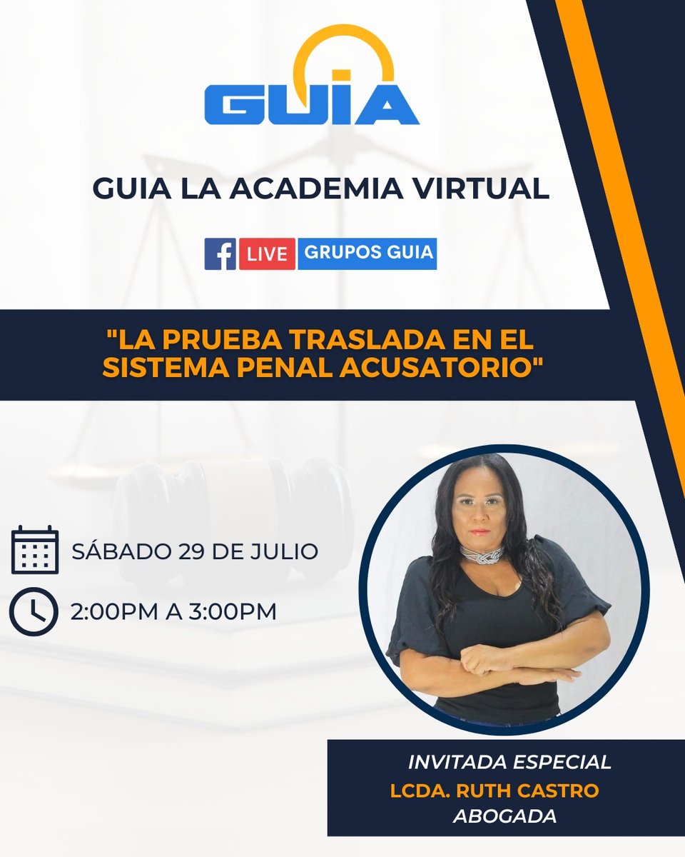 Guia La Academia Virtual te espera este sábado 29 de julio a las 2.00pm📌

Nuestra invitada Especial Licenciada Ruth Castro, Abogada ✍️ @ruthcastro_08

Te esperamos por Facebook Live Cuenta Grupos Guia
.
No te lo pierdas 📍
.
. #Grupoguiapanama #GuialaAcademiaVirtual #pruebas