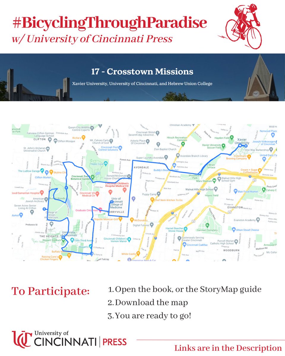 University of Cincinnati Press (@ucincipress) on Twitter photo 🚲Day 17
Explore #Cincinnati and it's surroundings with #Storymaps and #BicyclingThroughParadise
Link to interactive maps:
buff.ly/3Mk6M2C
Link to purchase the book:
buff.ly/3ZuILJC
#publisher #publishing #newbook #cincinnati #uofcincy #ucincy #library #books 🚲Day 17
Explore #Cincinnati and it's surroundings with #Storymaps and #BicyclingThroughParadise
Link to interactive maps:
buff.ly/3Mk6M2C
Link to purchase the book:
buff.ly/3ZuILJC
#publisher #publishing #newbook #cincinnati #uofcincy #ucincy #library #books