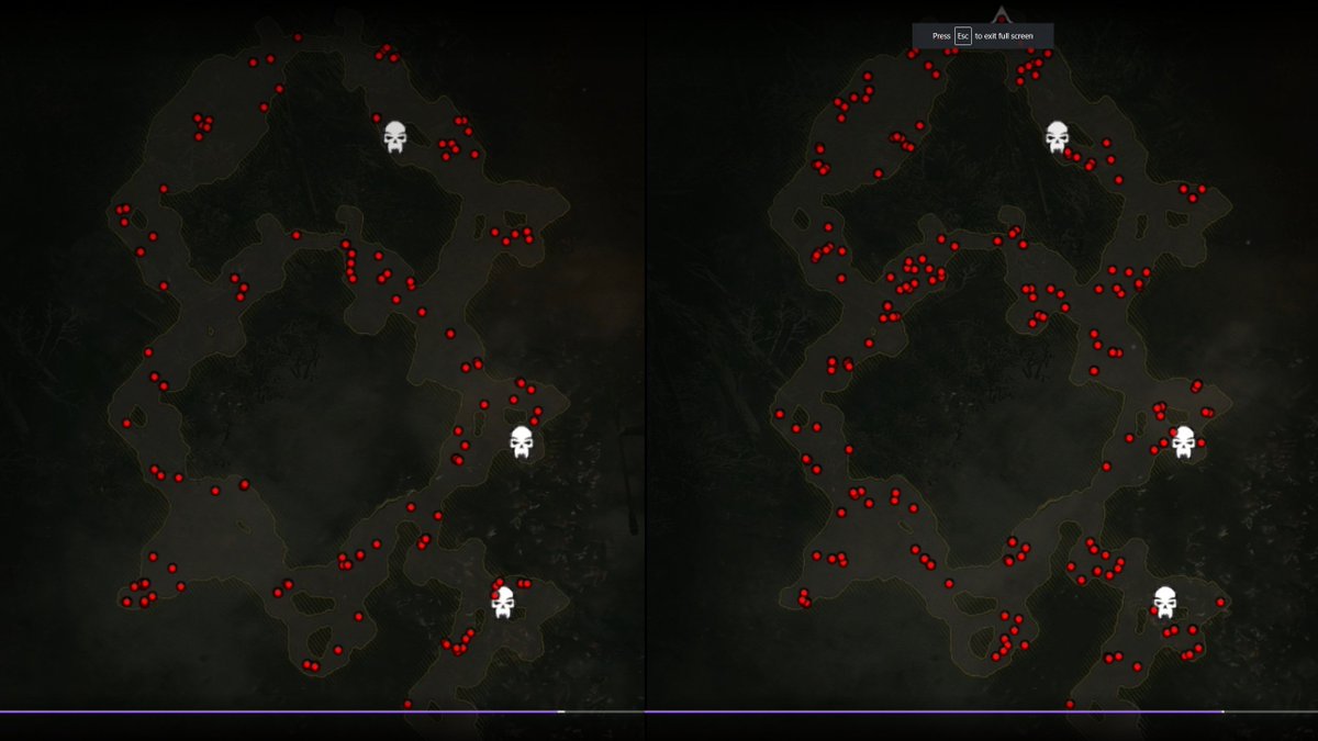 Density before &amp; after comparison from #DiabloIV Patch 1.1 (currently live) and the intended patch for Aug 8th Version 1.1.1