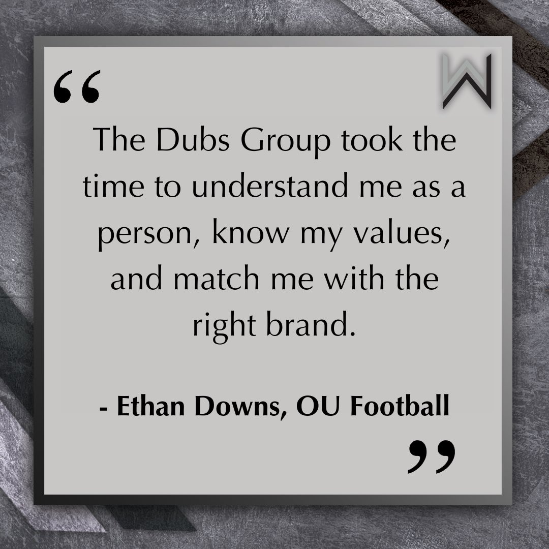 We go above and beyond for our Student-Athletes. Don't believe us? Just read what Ethan Downs, OU Defensive Lineman, has to say about us! 

#TheDubsGroup #NIL #OUFootball #BoomerSooner