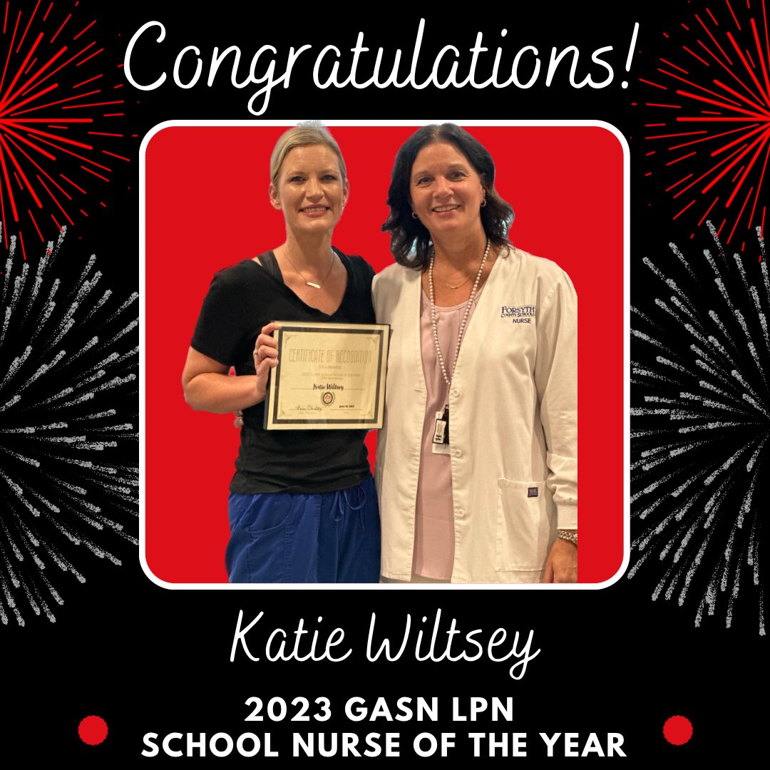 ForsythCHS's tweet photo. Join us in congratulating our very own Katie Wiltsey for being nominated as the 2023 GASN LPN School Nurse of the Year! We appreciate all that Nurse Katie has done and continues to do for us here at the C-House. #chouse #focusonthegoodinlife https://t.co/5eCnpsI2et