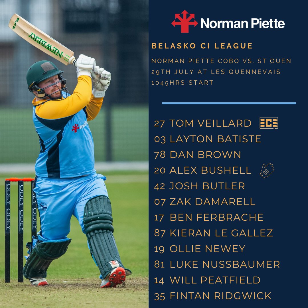 The 1's continue their CI League campaign with an away trip against current league leaders St Ouen tomorrow.

Skipper Tom Veillard welcomes back opening bowler Will Peatfield.

#cobo #seagulls #westisbest #cricket #Guernsey