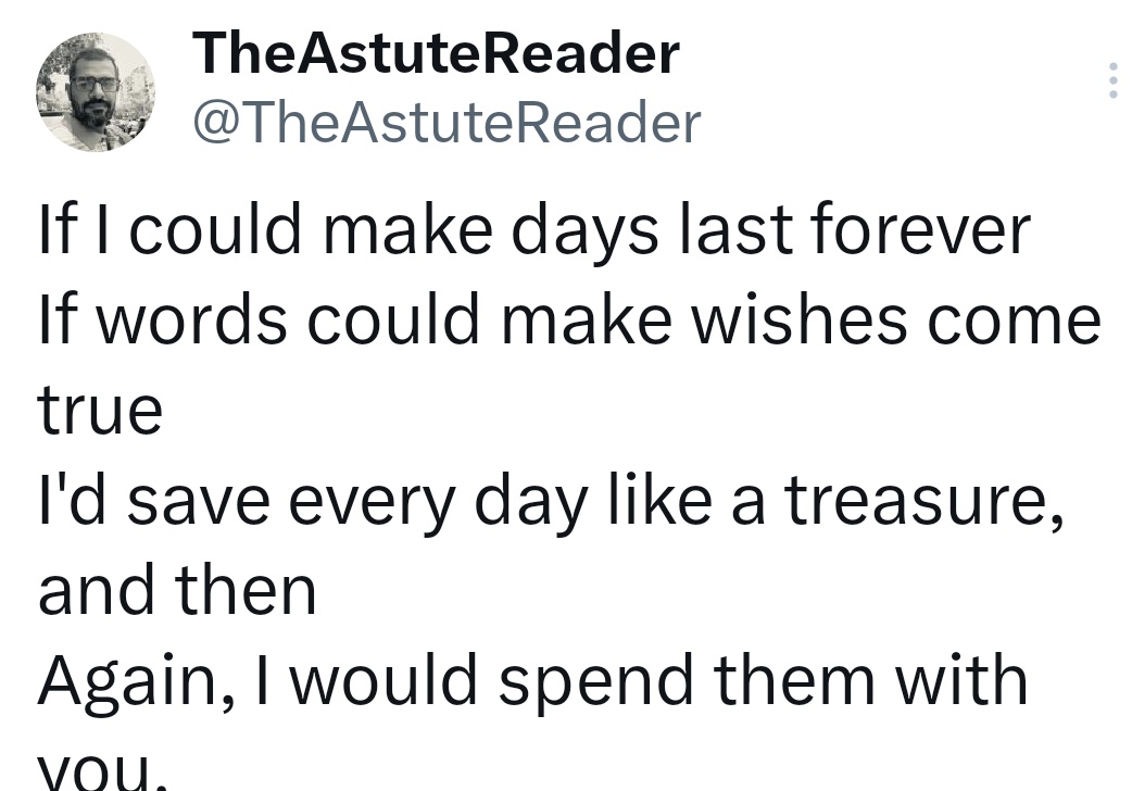 HealingArch's tweet photo. If I could make us relive when it was the first time
If feelings could always be fresh and sublime
I would preserve every single bit of it...
And I would again replay them with you, only with you.
#ArchieWrites w/ @TheAstuteReader
#Love #MidnightMusing 💞 https://t.co/Cbd0JLRdnx