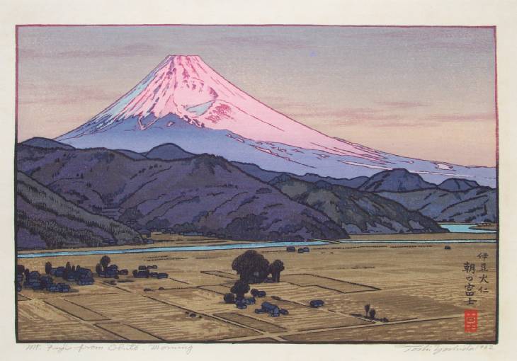 Mt. Fuji from Ohito, Morning, by Yoshida Toshi, 20th century

#shinhanga