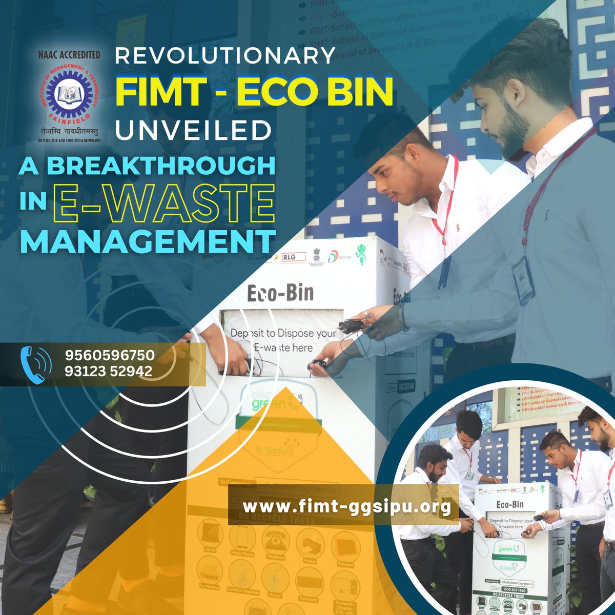 FIMTDELHI's tweet photo. "Revolutionary FIMT Eco Bin Unveiled: A Breakthrough in E-Waste Management!"
FIMT-NSS Joins Forces with @GoI_MeitY : Introducing ECO-Bin Initiative to Combat E-Waste Pollution and Promote Environmental Awareness.
#SaturdayMotivation #SaturdayVibes #Ewaste #EcoBin https://t.co/cFVcJPFp1L