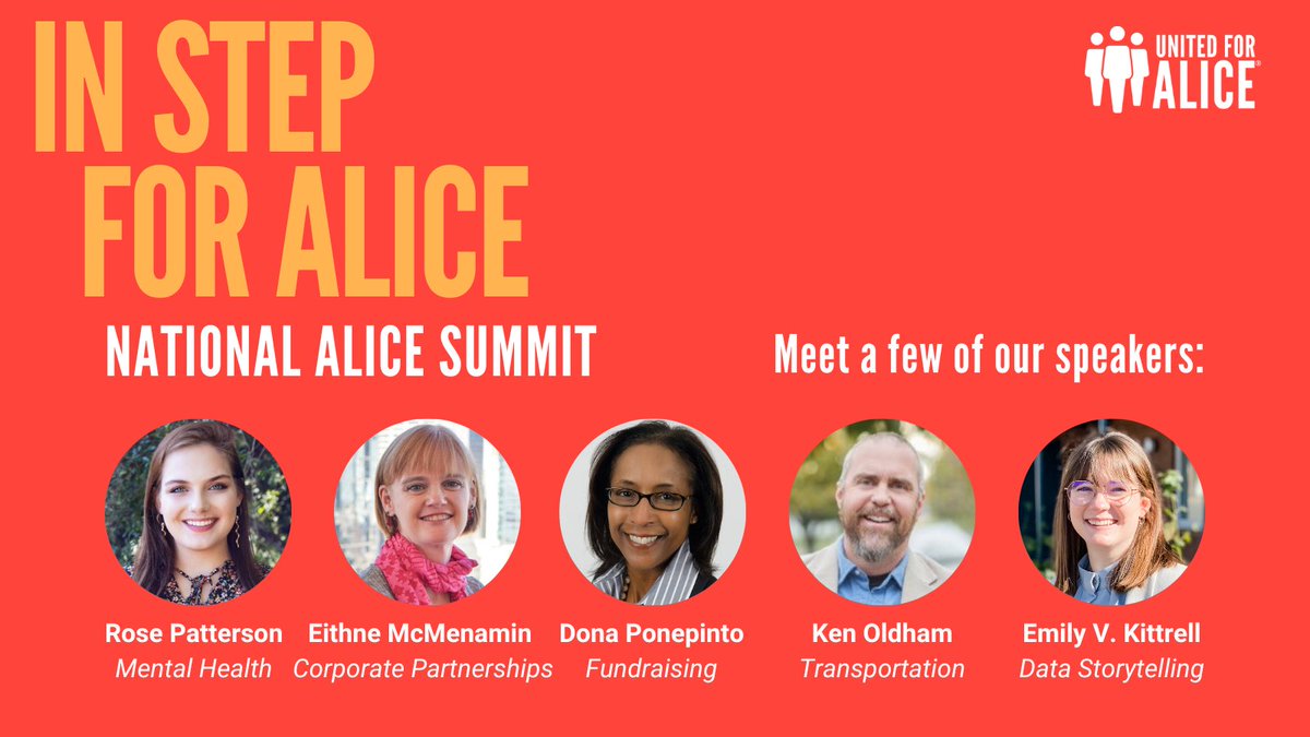 United4ALICE's tweet photo. #UnitedForALICE's National #ALICEsummit is just six months away - and we can now start to reveal some of the breakout sessions that will be offered! Here are just a few. https://t.co/rLQex9D2HS