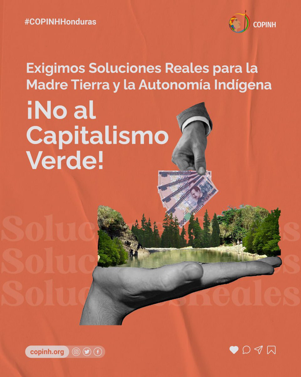 COPINH (@copinhhonduras) on Twitter photo βΒ‘No al Capitalismo Verde!
La aprobaciΓ³n a la βπ³ππ π¬πππππππ π
π πππ π»ππππππππππππ π
π πͺππππππ ππππ ππ π±πππππππ πͺππππΜππππβ es una falsa soluciΓ³n ambiental que permite que grandes empresas del mundo sigan contaminando. βΒ‘No al Capitalismo Verde!
La aprobaciΓ³n a la βπ³ππ π¬πππππππ π
π πππ π»ππππππππππππ π
π πͺππππππ ππππ ππ π±πππππππ πͺππππΜππππβ es una falsa soluciΓ³n ambiental que permite que grandes empresas del mundo sigan contaminando.