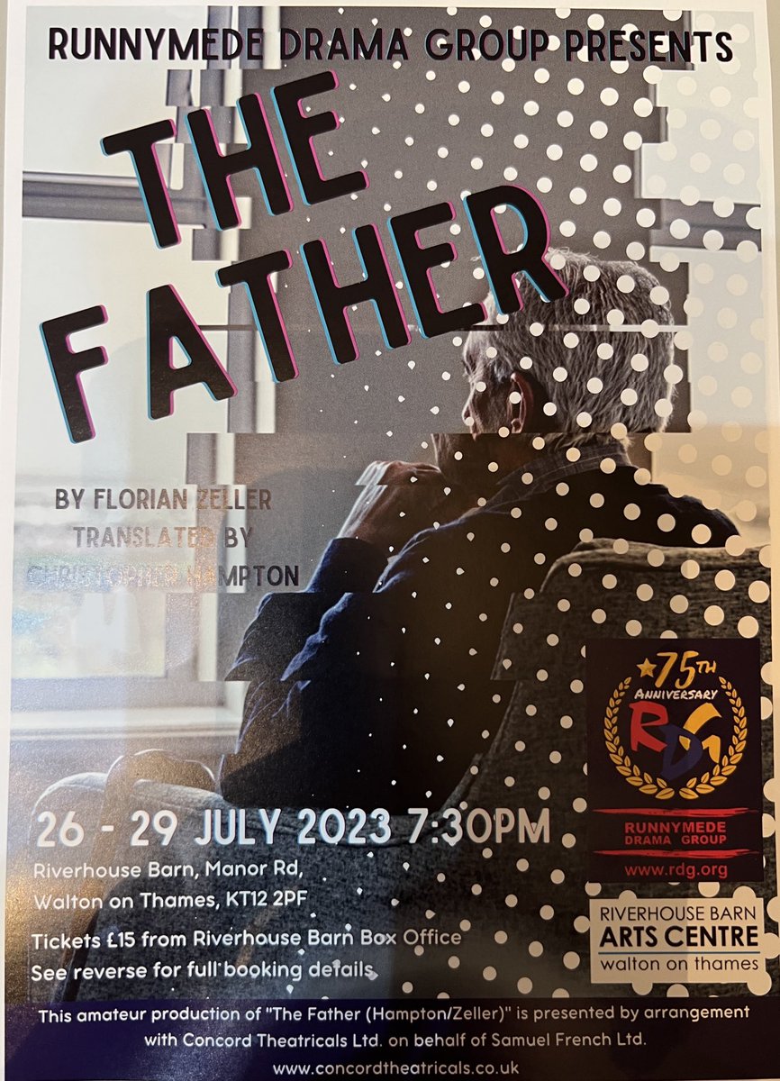 RichesForAll's tweet photo. Friday night ⁦@Riverhousebarn⁩ Walton-on-Thames the Squeeze and I enjoyed a stunning performance of ‘The Father’ by ⁦@RunnymedeDrama⁩. West End quality on your doorstep. A must see production. Last night tomorrow. Go if you can. #TheFather https://t.co/Xws9okGQ5x