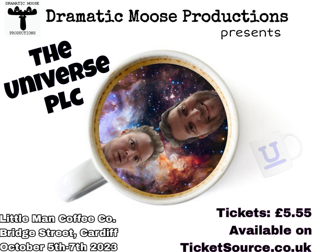 TICKETS ARE LIVE!!!

Get your tickets for our next production "THE UNIVERSE PLC"!

See the play that was the cataylst for Dramatic Moose!

ticketsource.co.uk/dramatic-moose…

#DramaticMoose #TheUniverseplc #NewPlay #WhatIsImportantToYou