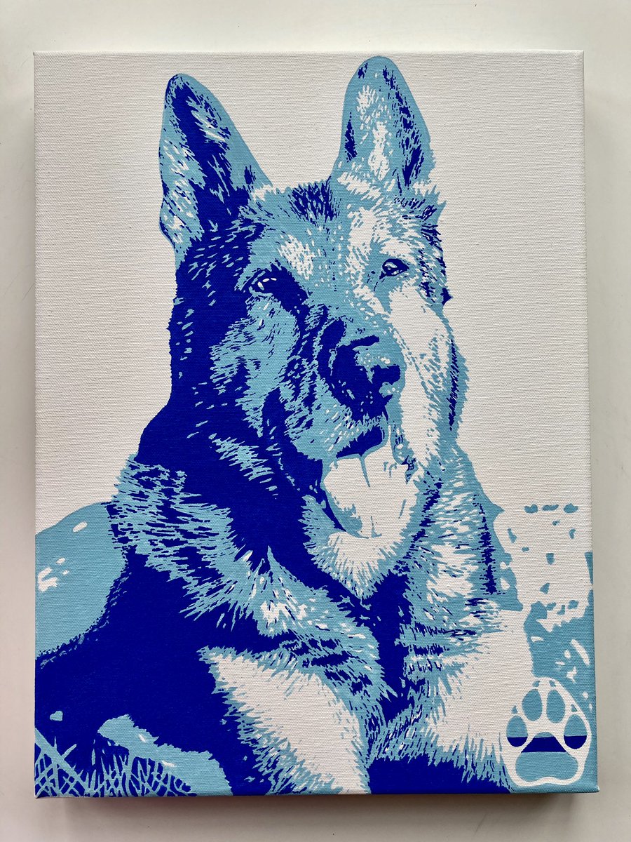 BethEgg's tweet photo. @K9Finn So sorry to hear this &amp; thoughts go to the whole family.What an amazing dog PD Finn was &amp; he changed the world we live in.I was lucky enough to paint a portrait of him &amp; it always be remembered as an honour.Sending much love to Dave and all who knew https://t.co/uBNh2kp5JJ hero🐾 https://t.co/qZoGrQeYcU