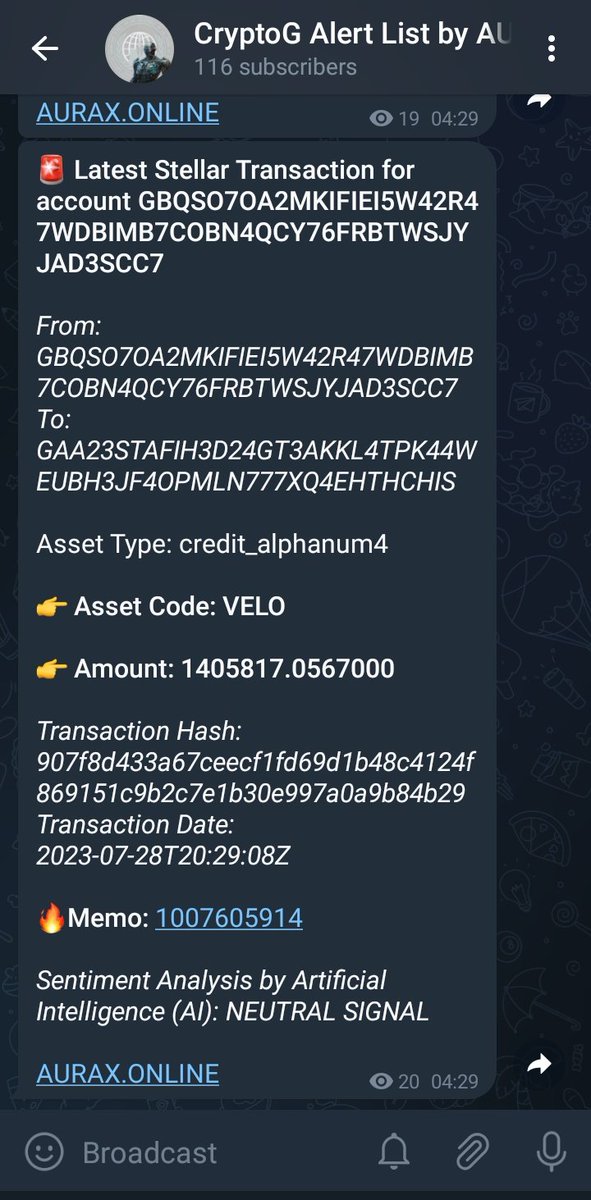 AuraxCrypto's tweet image. CryptoG Alert List Tutorial

Critical point to always check is on Address, Asset Code, Amount, Memo and AI Sentiment Analysis.

#aurax 
#CryptoG
#X