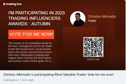 ChristosAlkivi3's tweet image. Vote for me for the best position trader! I proved again and again how my Fibonacci levels that were on my charts how crucial would be months after I first drew them! Especially when we sniped that #bitcoin  bottom of $15600! 😉
#tradinglive #positiontrader #crypto #forex