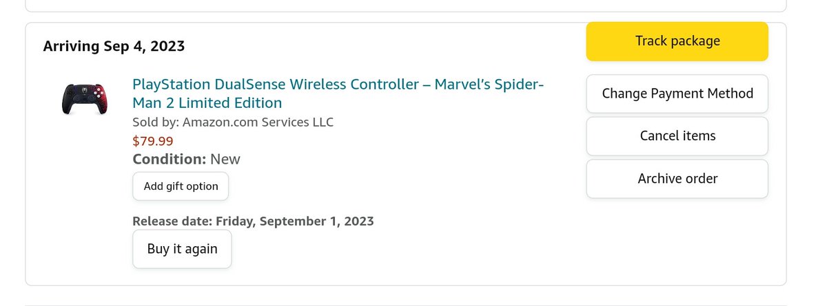 BeasleyRoderick's tweet photo. @sadotthegamer @insomniacgames Cancelled it at Walmart so that I could get it at Amazon.  My "go to place" I receive a few items from Amazon a week. https://t.co/QPON5jNsk7