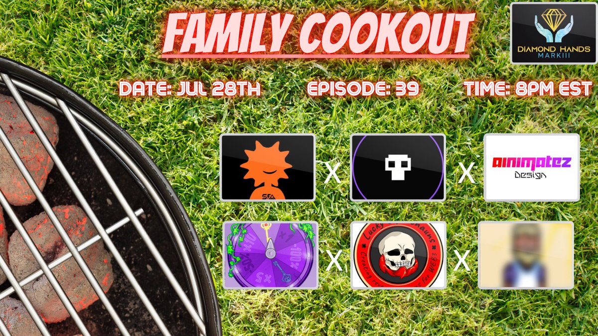 Markiii 💎 (@diamondmarkiii) on Twitter photo Family Cookout Episode 39
Host:
<a href="/DiamondMarkiii/">Markiii 💎</a>
Co-host:
<a href="/CannaCrypto420/">CannaCrypto420</a>
<a href="/BVD_Capital/">BVD CAPITAL</a>
Guest:
<a href="/ShadowwGKD/">Shadoww</a>
<a href="/PandoriansNFT/">Pandorians</a>
@yourSOLio
<a href="/DoubleL7777/">Lucky Labs</a>
<a href="/SolarFarmAccess/">SolarHeads by SFA 🌞🟩</a>
<a href="/AInimatezdesign/">AInimatez Design</a>
Last episode in the dirty 30s! We hitting the 40s now! Time flies!
Support Fam! Love yall💎 Family Cookout Episode 39
Host:
<a href="/DiamondMarkiii/">Markiii 💎</a>
Co-host:
<a href="/CannaCrypto420/">CannaCrypto420</a>
<a href="/BVD_Capital/">BVD CAPITAL</a>
Guest:
<a href="/ShadowwGKD/">Shadoww</a>
<a href="/PandoriansNFT/">Pandorians</a>
@yourSOLio
<a href="/DoubleL7777/">Lucky Labs</a>
<a href="/SolarFarmAccess/">SolarHeads by SFA 🌞🟩</a>
<a href="/AInimatezdesign/">AInimatez Design</a>
Last episode in the dirty 30s! We hitting the 40s now! Time flies!
Support Fam! Love yall💎