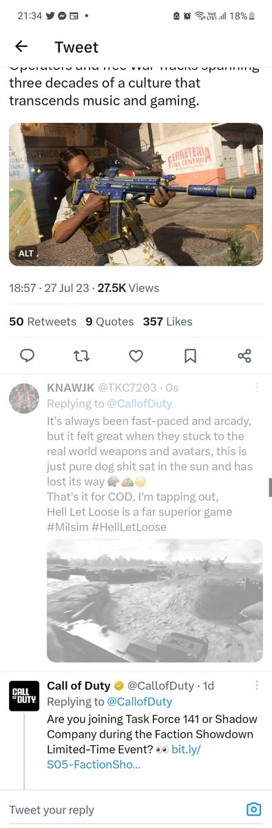 TKC7203's tweet photo. @DaLordsykes @hell_let_loose @CallofDuty I sent them a message also, pure dog shite, 'Call Of Fortnite' comes to mind. https://t.co/0HqQDsTg1n