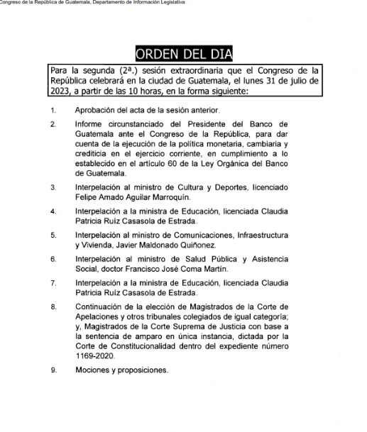 #Congreso | La presidenta Shirley Rivera convocó a sesión extraordinaria este lunes 31 de julio, último día del receso parlamentario.