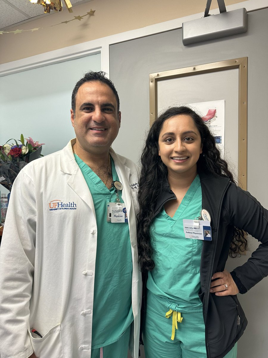 drmadbak's tweet photo. Congratulations to our graduating Surgical Critical Care fellows! Class of 2023- Dr. Aditi Jalla & Dr. Luis Rosario-Alvarado. An outstanding year.. make us proud! Best wishes from everyone @UFJaxsurg @UFJaxTrauma @UFMedicineJax #Traumaed https://t.co/FqaR8rPPEz