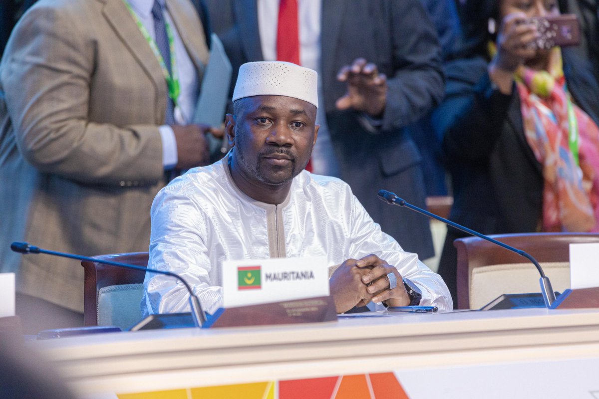 PresidenceMali's tweet photo. Au deuxième sommet Russie-Afrique, à Saint-Pétersbourg, le Président de la Transition, SE le Colonel @GoitaAssimi, Chef de l’État, a pris la parole, ce vendredi. Occasion de réaffirmer l’attachement du Mali à un monde multipolaire et son soutien à l’initiative des BRICS. https://t.co/TGV1j4gFWP