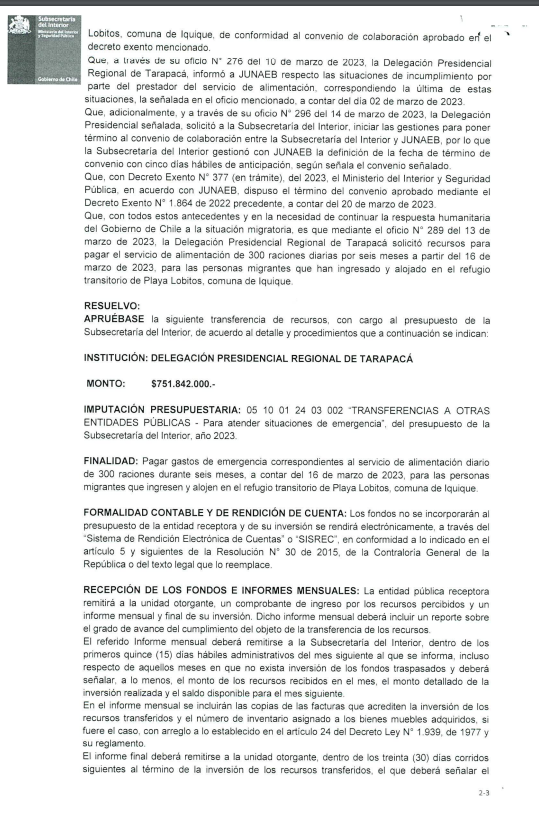 sandonaegui's tweet photo. ¿Qué se cocina en Tarapacá? 
Delegación Presidencial de Tarapacá adjudica a una persona natural, Orozimbo Segundo Robledo Castro / Rut: 8.901.125-6,  licitación por $751.842.000 por concepto de "SERVICIO DE ALIMENTACION POBLACION MIGRANTE".
Algo no huele bien. https://t.co/1ykAgFQQCa