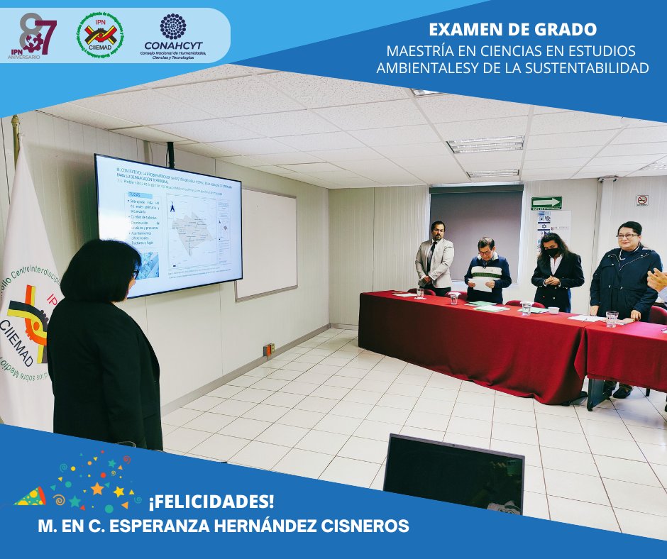 CIIEMADIPN's tweet photo. ✅ #CIIEMAD #IPN felicita a Esperanza Hernández Cisneros, por la obtención del grado de #MaestríaEnCienciasCIIEMAD, con la presentación de... 

1/2 https://t.co/vMgZUkVRf4