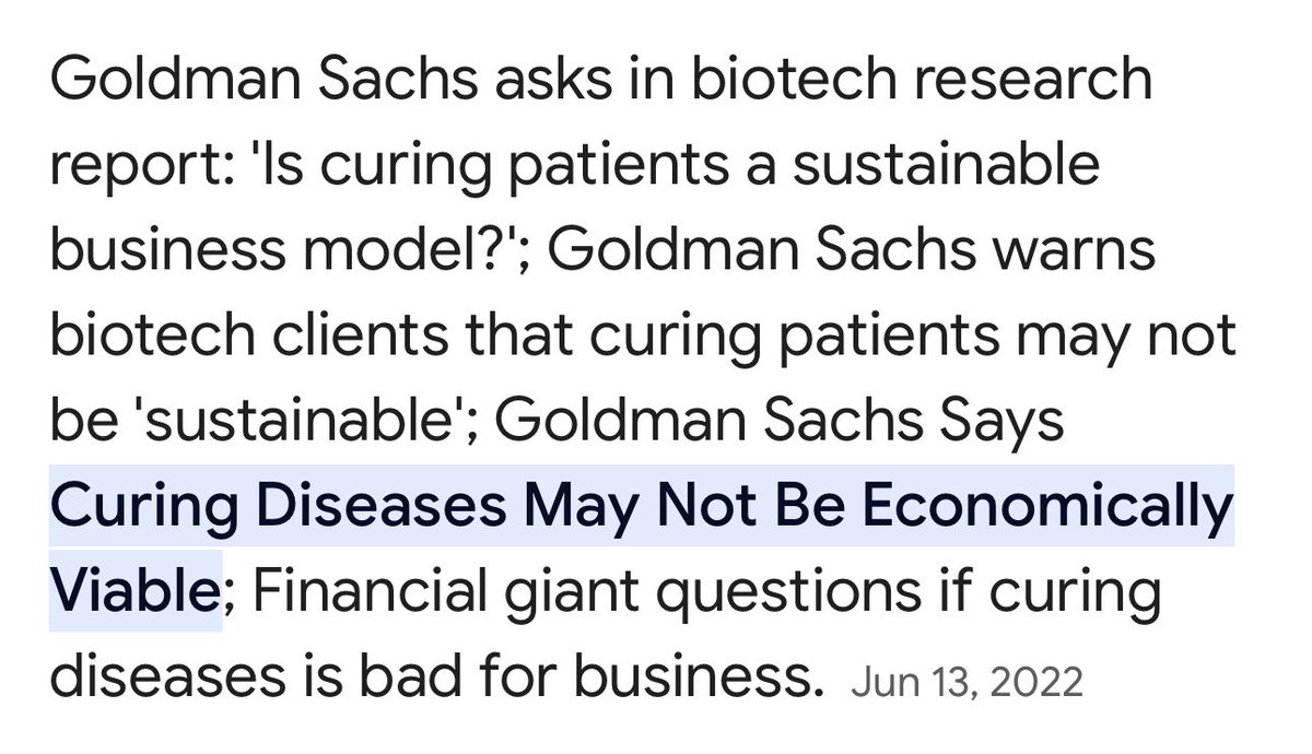 SBakerMD's tweet photo. Once you realize that people profit enormously from your illness, not by cures but rather from constant lifelong medications you’ll start to see things differently! https://t.co/s4JQHjz8XO