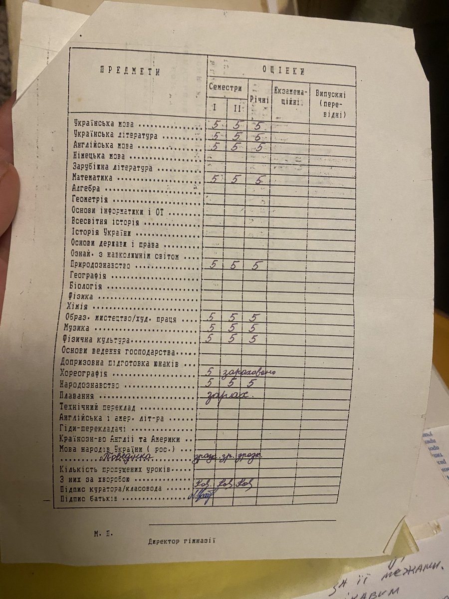 Nympha_Blues's tweet image. Зрозуміла, що мої табелі в школі друкували на струйних принтерах, підписаний чорнилом. Мій 4 клас (1995-96) #документ