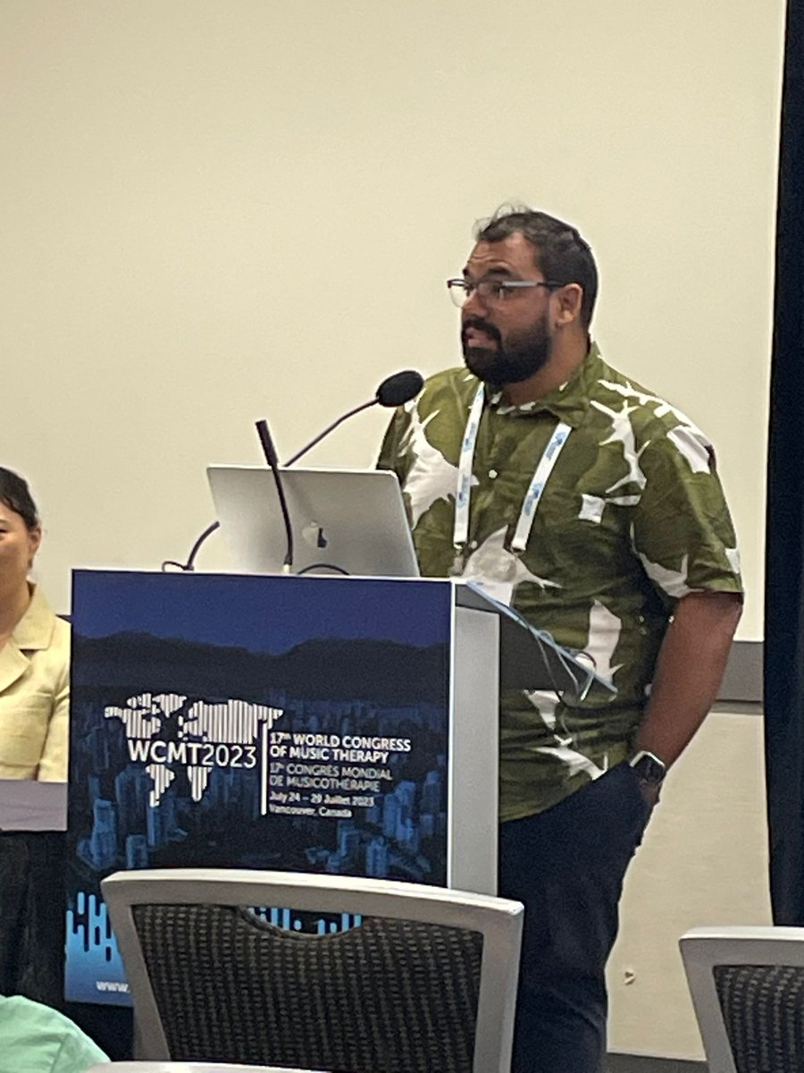 WFMTinfo's tweet image. The WFMT has conducted a number of presentations at #WCMT2023 
Here is Juan Pedro, chair of the Publications Commission presenting on "Reflections on power, access, and representation in music therapy publications.