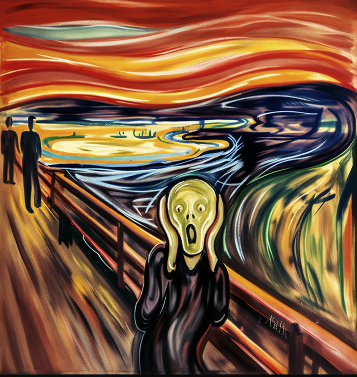 eggen_m's tweet photo. MidJourney rendering of Edvard Munch's "Scream". Pretty cool!

#midjourney #edvardmunch #Scream https://t.co/lkwcEOj1Qd