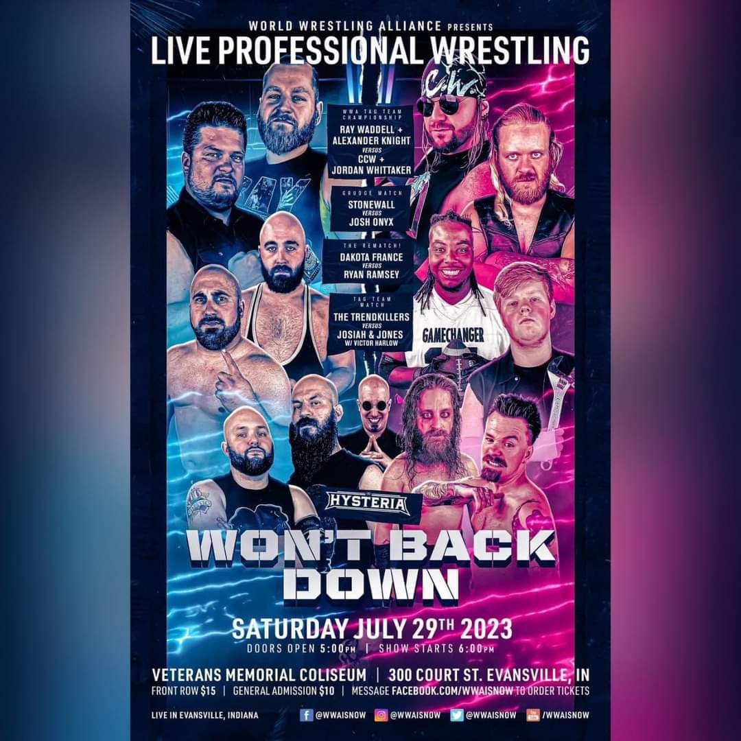 TylerHawkinsWWA's tweet photo. @WWAISNOW Is the only wrestling that matters Saturday night in Evansville, IN! #wwaisnow https://t.co/rCSUSdSRrn