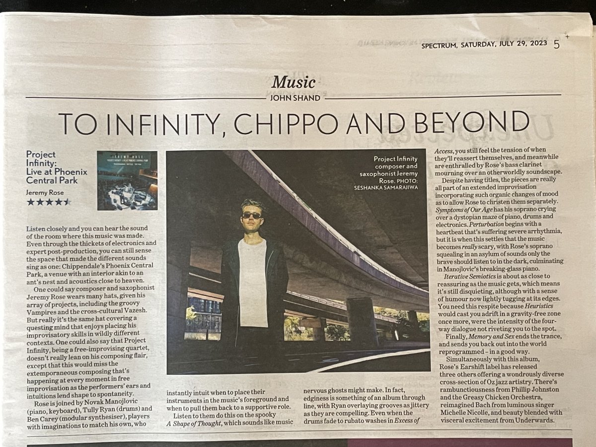 ★★★★1/2 review in the herald today for Project Infinity: Live at Phoenix Central Park. Special thanks to the band, <a href="/JohnRShand/">John Shand</a> and everyone at PCP.