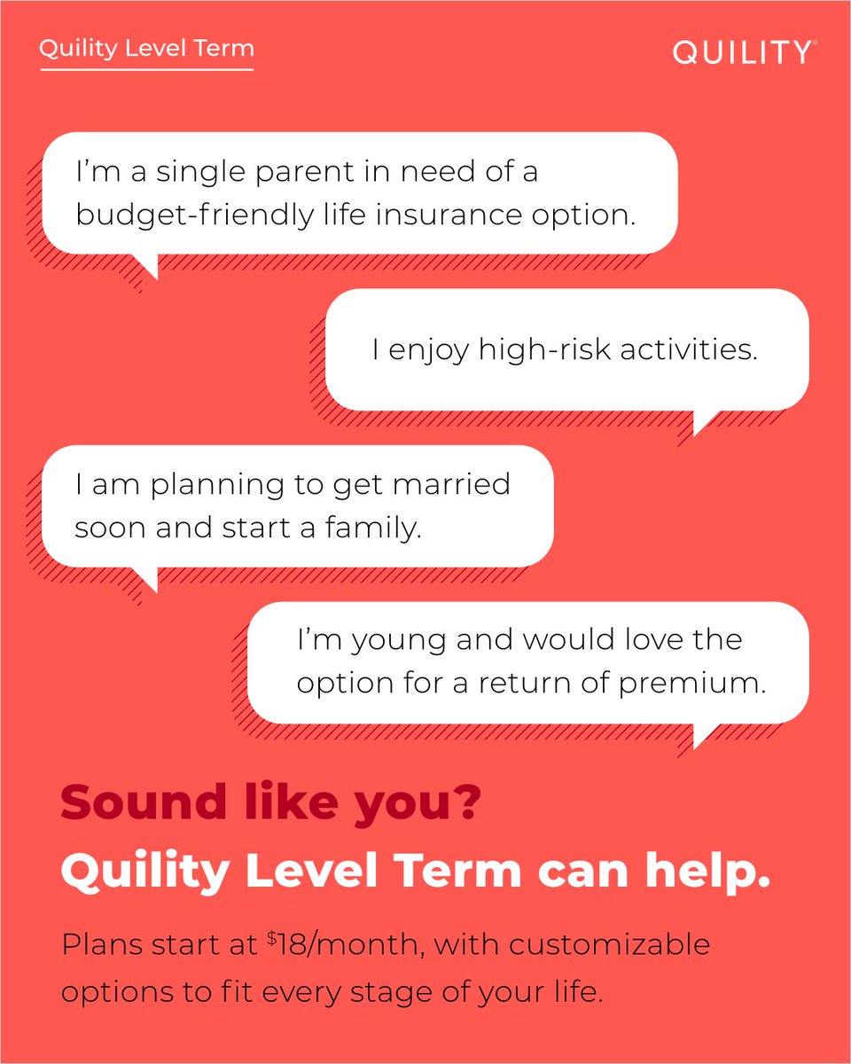 No matter what stage of life you’re in, Quility Level Term
is the easiest and most affordable way to give your loved ones peace of mind. #quilitylevelterm #lifeinsurance #quilityinsurance Message me for a free quote