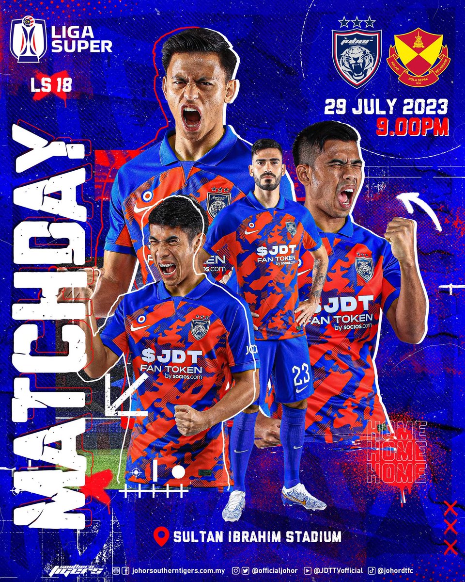 OfficialJohor's tweet photo. It's matchday!

⚽ JDT vs SELANGOR
🏆 Liga Super 2023
🏟 Sultan Ibrahim Stadium, Iskandar Puteri
🕘 21:00

Get your tickets at https://t.co/4EKIFak3ZW now!

#JDTvSEL
#LigaSuper2023
#WhatCanYouDo
#LuaskanKuasamuJohor
#JDTforAll https://t.co/GaePMcHQWd