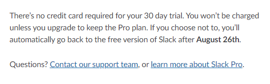 EricHeiken's tweet photo. Uh, hey, @SlackHQ? Your email <a> tags are missing href attributes. 

Sure, I could learn more about Slack Pro, but I'd have to Google it myself because this isn't a link despite how it looks.

I'll take a permanent upgrade to Slack Pro as compensation for finding this 😉 https://t.co/EPpHnM2OUv