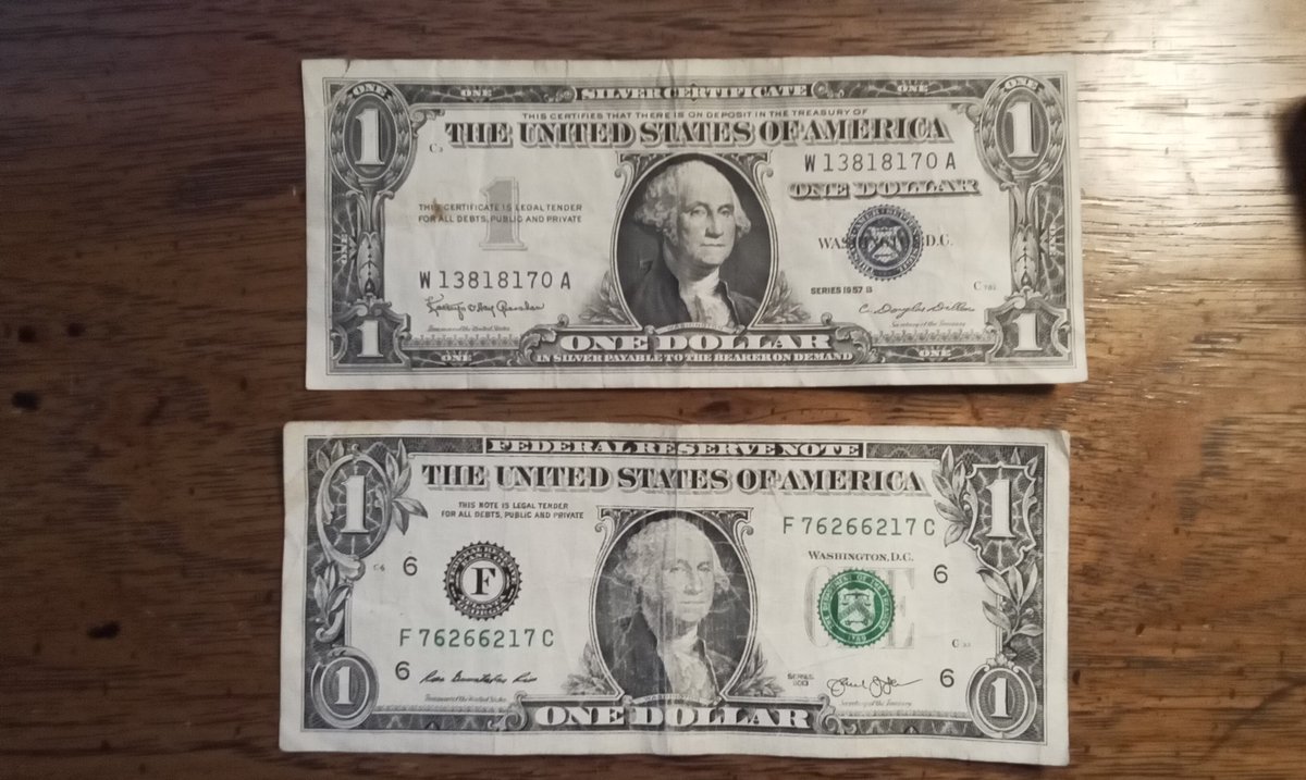 TheAnthonyCorp1's tweet image. Could you have a Silver Certificate $1 or a Federal Reserve Note $1? 💵 #silvercertificate #federalreservenote #1dollar #MONEY #GeorgeWashington #1dollarbill #papermoney #moneyvalue #papermoneyvalue #dollars #dollarbills #dollar #dollarbill #moneycollectors #papermoneycollection