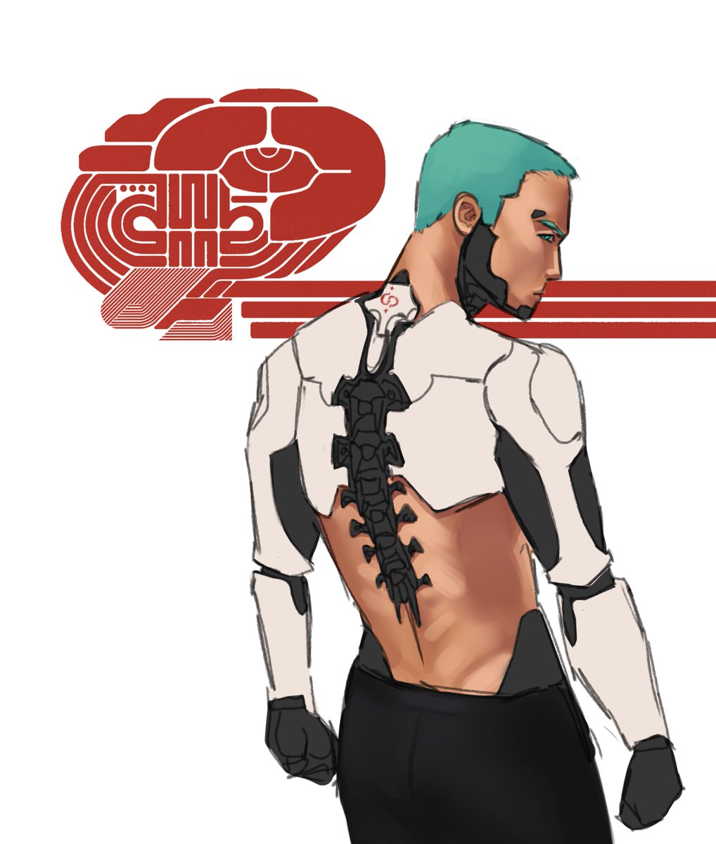 tevuraart's tweet photo. I love cyborgs too much not to make a cyborg-Exo character, so here's my Destiny 2 warlock as such https://t.co/VErnSPjxTp
