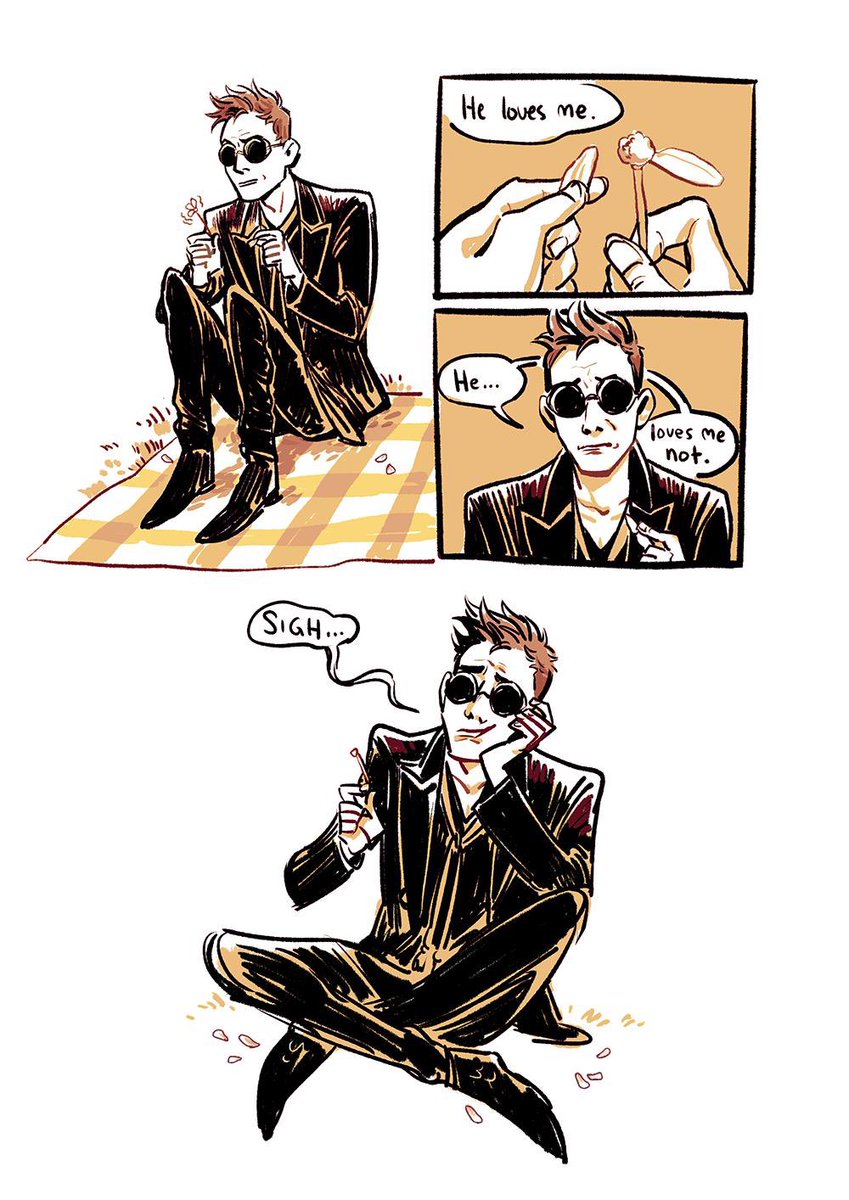 Happy Good Omens day! I made so much fan art of them back in 2019 and found this lil thing that I still find cute. I remember there were debates in the thread if that was a tree or an explosion.  It can be whatever you want it to be 😌