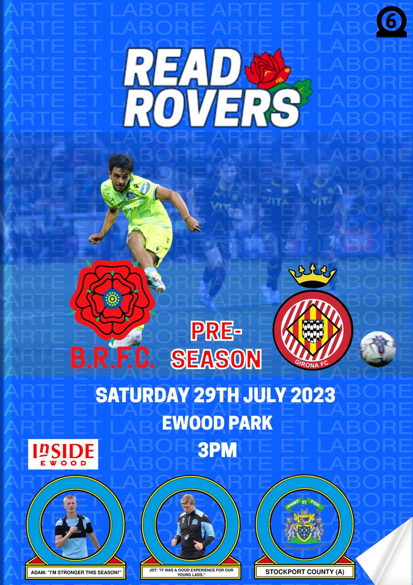 readrovers's tweet photo. 🇪🇸 𝙂𝙄𝙍-𝙃𝙊𝙇𝘼! 👋
#BRFC round off their 2023-24 pre-season by hosting Spanish La Liga side, Girona on a day that sees the #FansTakeover at Ewood Park!
#Rovers 🌹🔵⚪️ https://t.co/rKLexkptbW