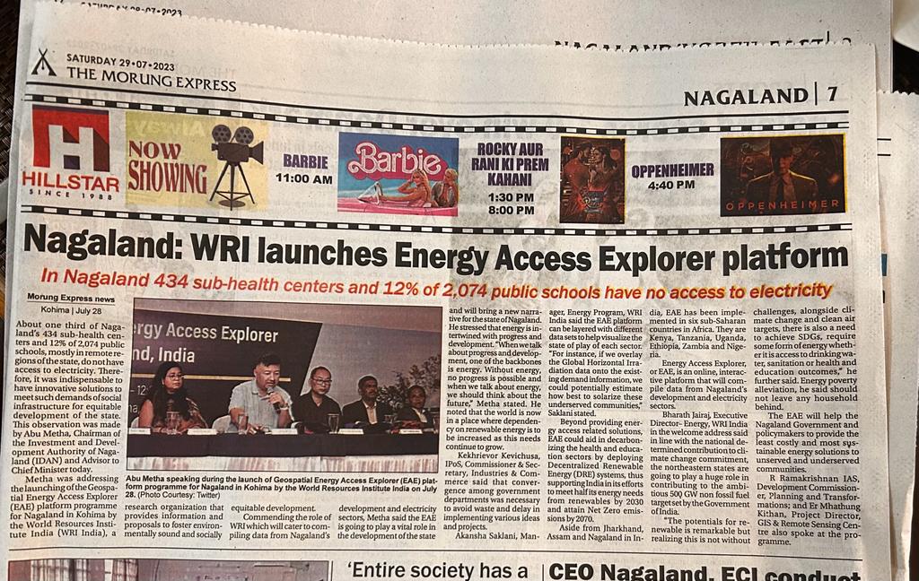 <a href="/WRIIndia/">WRI India</a> launched the #EnergyAccessExplorer for Nagaland yesterday. Our aim is to provide more data and evidence to assist in better, more targeted policy decisions. 

<a href="/WRIEnergy/">WRI Polsky Energy Center</a> <a href="/WorldResources/">World Resources Institute</a> <a href="/AniDasguptaWRI/">Ani Dasgupta</a> <a href="/madpai/">Madhav Pai</a>