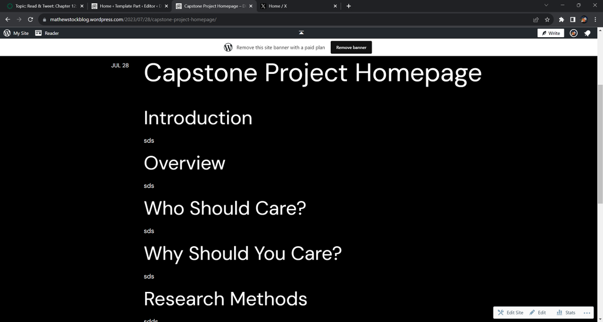 Stock_Mathew's tweet photo. (If anyone can give me tips on how to publish new pages on WordPress and link them on the top like the Digital Identity Journey Blog Posts button, please let me know). I put in the headings for what I plan on writing in the next few days. Please stay tuned!! https://t.co/LMm8kADHGO