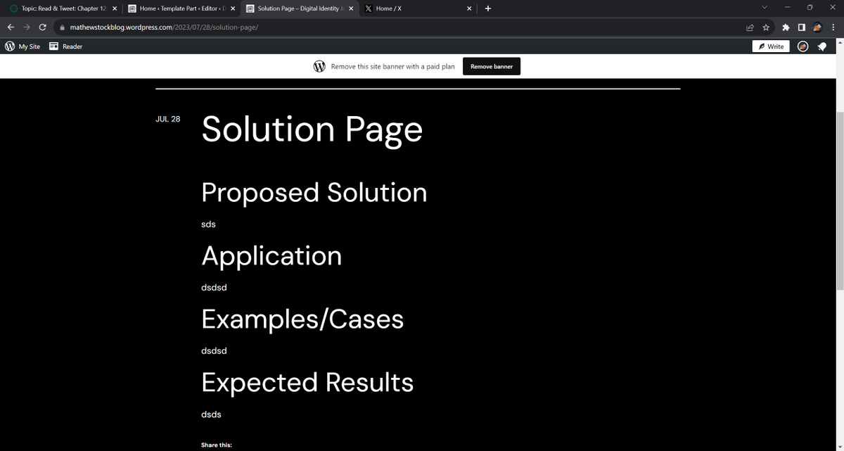 Stock_Mathew's tweet photo. (If anyone can give me tips on how to publish new pages on WordPress and link them on the top like the Digital Identity Journey Blog Posts button, please let me know). I put in the headings for what I plan on writing in the next few days. Please stay tuned!! https://t.co/LMm8kADHGO