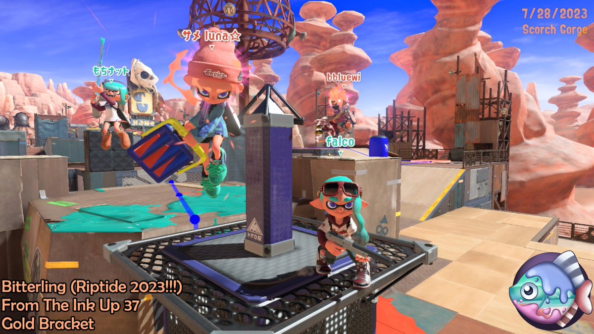 Bitterling made Gold Bracket today in From The Ink Up 37!

Roster:
<a href="/BeegMochi/">MochiSSB | Ryan</a> 
<a href="/oyasumilunachan/">luna✩ @ bsky</a> 
<a href="/falcoflyer11/">falco</a> 
<a href="/bbluewi/">bbluewi</a> 

Results:
Pretty in Ink 2-1
<a href="/kitkat_spl/">Kit Kat</a> 2-1
Octo Royals 3-0

Gold Bracket:
Storm in a Teacup 0-2

WE WILL SEE YOU AT RIPTIDE (with <a href="/Jazocorn/">Jazocorn</a> !!!!)